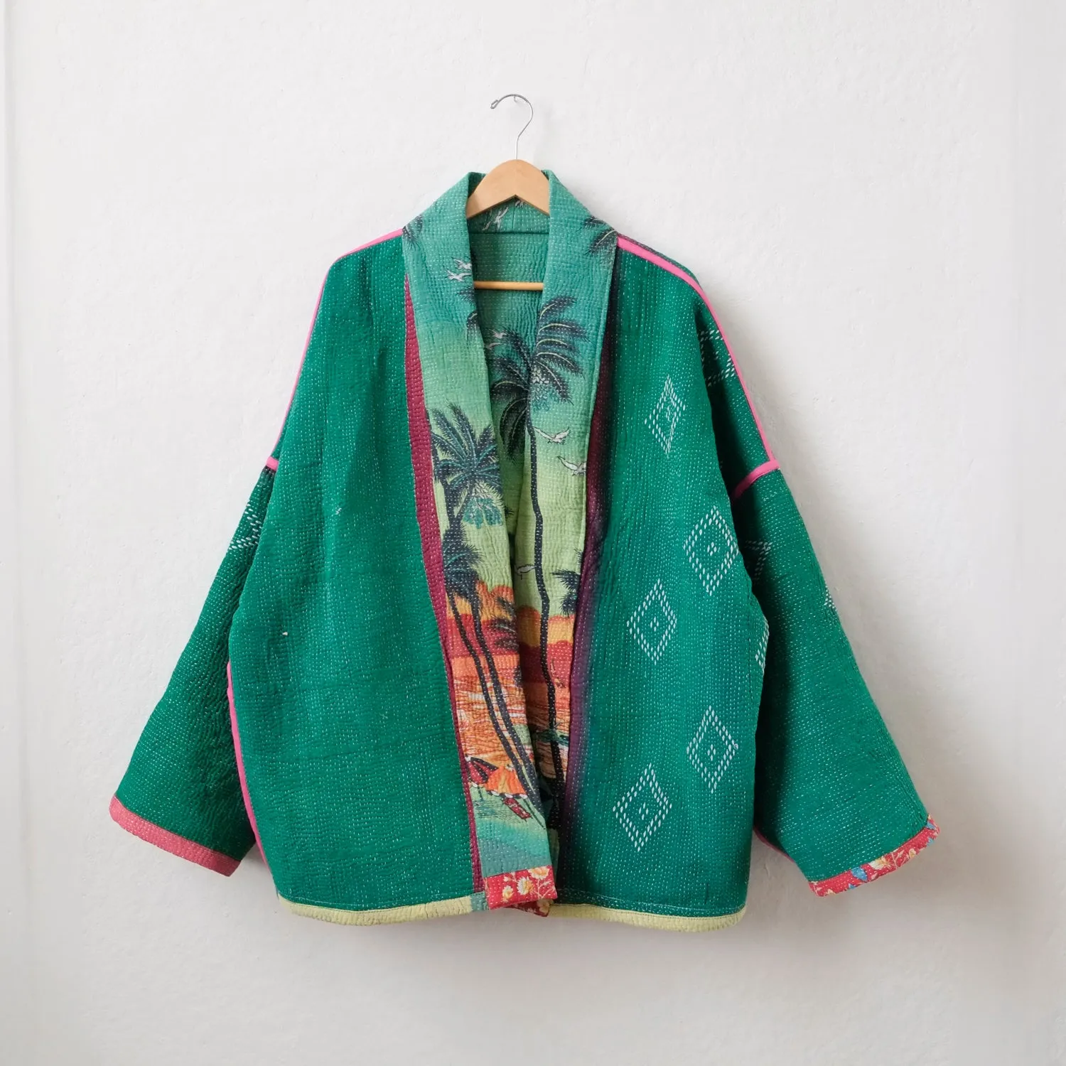 XXL Pink and green tropical scene Anoushka Jacket LM086